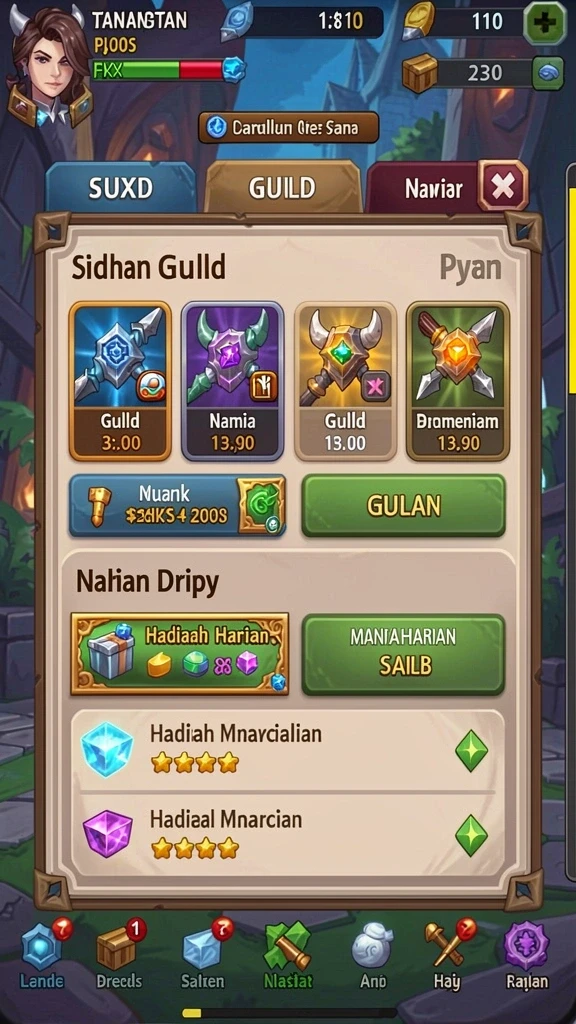 Tampilan pertama yang menarik dari antarmuka game.