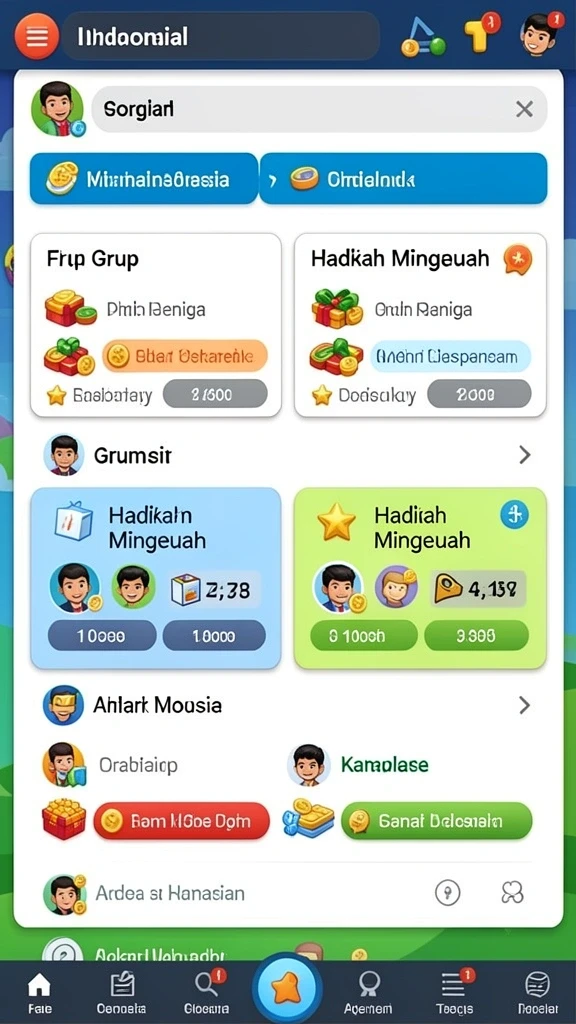 Screeshot menunjukkan variasi permainan yang tersedia.